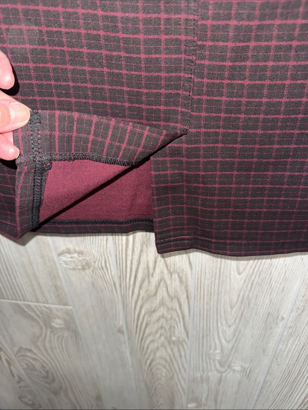 Liverpool Jeans Company Brick Red and Black Plaid Pencil Skirt - Picture 6 of 9